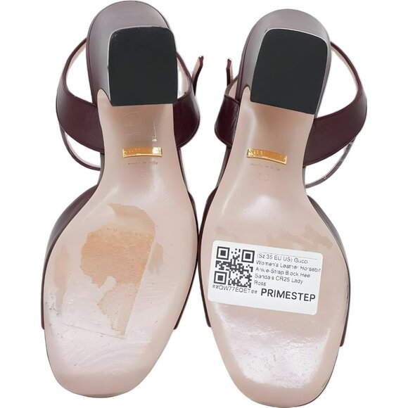 Gucci Horsebit Ankle-Strap Block Heel Sandals Rosso Ancora Red Women's US 5 - Picture 6 of 6